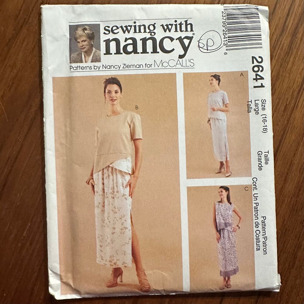 Sewing with Nancy Pattern 2641 Size 16-18 Dress 2-Piece